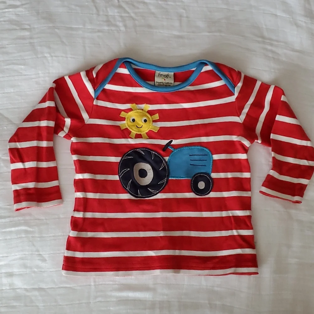 Frugi long sleeve tee and lined corduroy pants set size 6-12M
